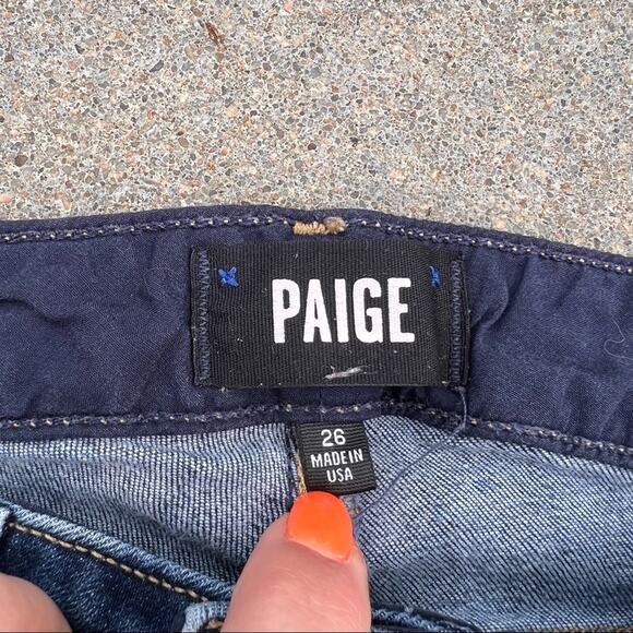 Paige Hoxton Crop High Waist Raw Shark Bite Hem Skinny Jeans - Picture 6 of 7